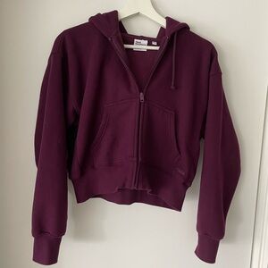 Aritzia TNA Cozy Fleece Boyfriend Boxy Zip Hoodie XS Potent Purple